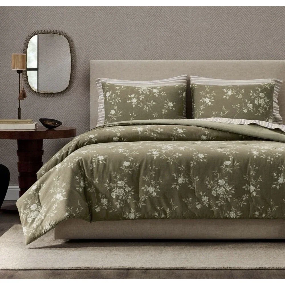 Bundle Deal Jeremiah Brent Queen Floral Bedding Bundle Olive Green Cream NEW